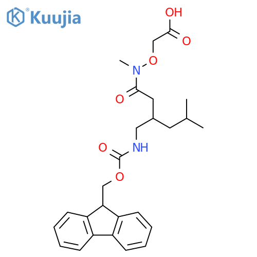 2-({3-({(9H-fluoren-9-yl)methoxycarbonyl}amino)methyl-N,5-dimethylhexanamido}oxy)acetic acid structure