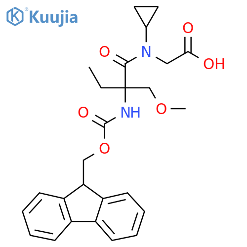 2-N-cyclopropyl-2-({(9H-fluoren-9-yl)methoxycarbonyl}amino)-2-(methoxymethyl)butanamidoacetic acid structure