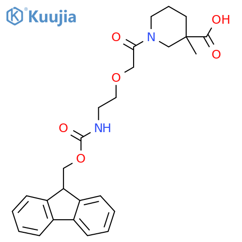 1-{2-2-({(9H-fluoren-9-yl)methoxycarbonyl}amino)ethoxyacetyl}-3-methylpiperidine-3-carboxylic acid structure