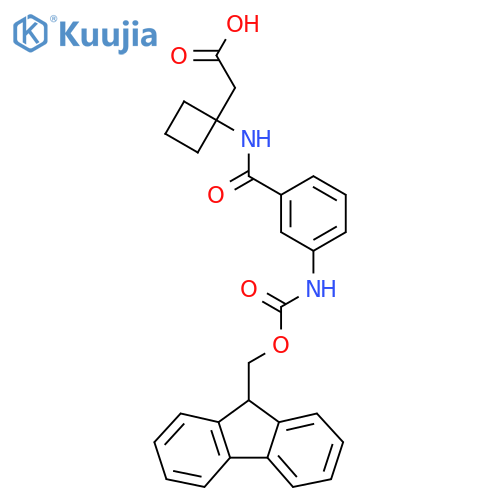 2-{1-3-({(9H-fluoren-9-yl)methoxycarbonyl}amino)benzamidocyclobutyl}acetic acid structure