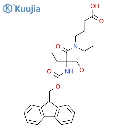 4-N-ethyl-2-({(9H-fluoren-9-yl)methoxycarbonyl}amino)-2-(methoxymethyl)butanamidobutanoic acid structure