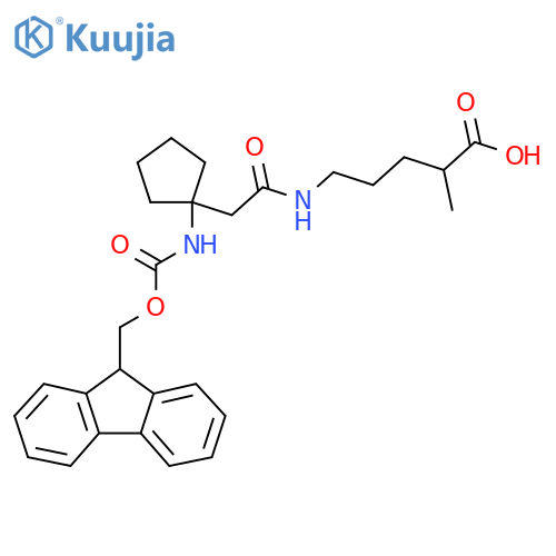 5-{2-1-({(9H-fluoren-9-yl)methoxycarbonyl}amino)cyclopentylacetamido}-2-methylpentanoic acid structure
