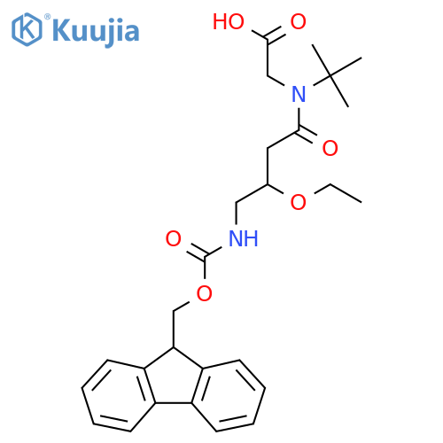 2-N-tert-butyl-3-ethoxy-4-({(9H-fluoren-9-yl)methoxycarbonyl}amino)butanamidoacetic acid structure