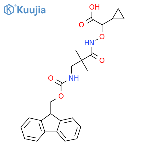 2-cyclopropyl-2-{3-({(9H-fluoren-9-yl)methoxycarbonyl}amino)-2,2-dimethylpropanamidooxy}acetic acid structure