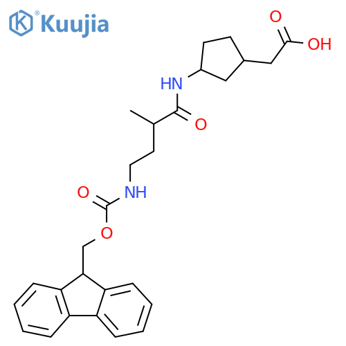 2-{3-4-({(9H-fluoren-9-yl)methoxycarbonyl}amino)-2-methylbutanamidocyclopentyl}acetic acid structure