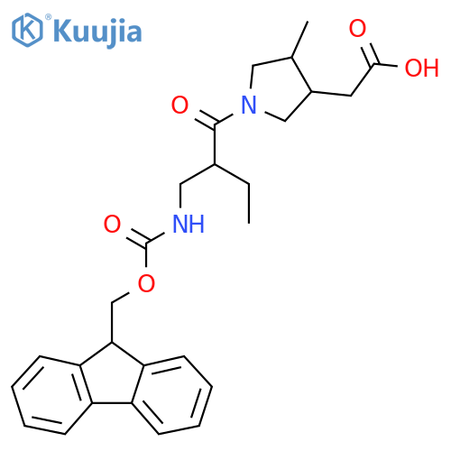 2-(1-{2-({(9H-fluoren-9-yl)methoxycarbonyl}amino)methylbutanoyl}-4-methylpyrrolidin-3-yl)acetic acid structure