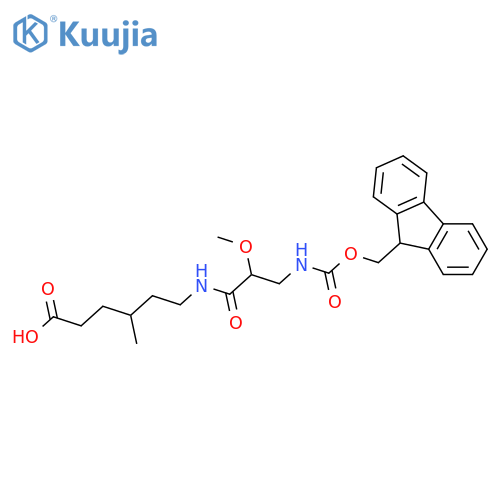 6-3-({(9H-fluoren-9-yl)methoxycarbonyl}amino)-2-methoxypropanamido-4-methylhexanoic acid structure