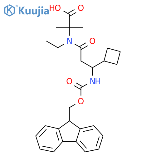 2-3-cyclobutyl-N-ethyl-3-({(9H-fluoren-9-yl)methoxycarbonyl}amino)propanamido-2-methylpropanoic acid structure