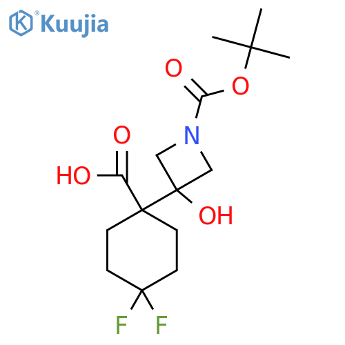 1-{1-(tert-butoxy)carbonyl-3-hydroxyazetidin-3-yl}-4,4-difluorocyclohexane-1-carboxylic acid structure