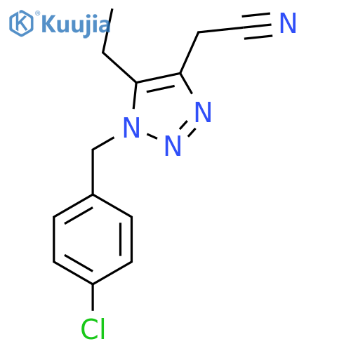 2-{1-(4-chlorophenyl)methyl-5-ethyl-1H-1,2,3-triazol-4-yl}acetonitrile structure