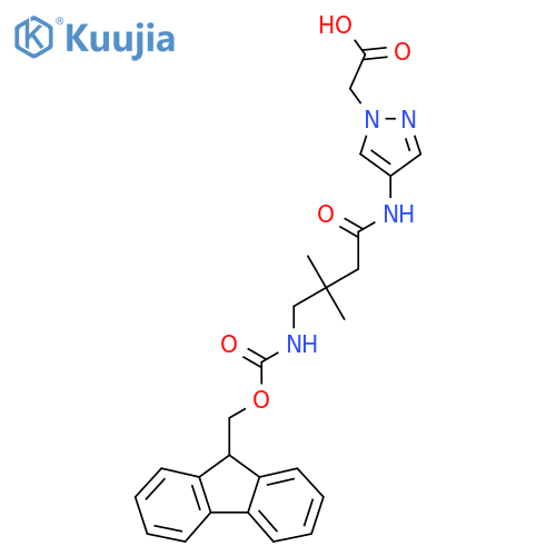 2-{4-4-({(9H-fluoren-9-yl)methoxycarbonyl}amino)-3,3-dimethylbutanamido-1H-pyrazol-1-yl}acetic acid structure
