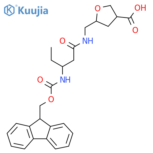 5-{3-({(9H-fluoren-9-yl)methoxycarbonyl}amino)pentanamidomethyl}oxolane-3-carboxylic acid structure