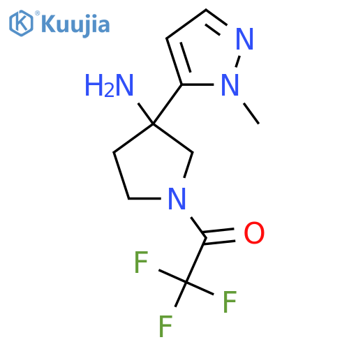1-3-amino-3-(1-methyl-1H-pyrazol-5-yl)pyrrolidin-1-yl-2,2,2-trifluoroethan-1-one structure
