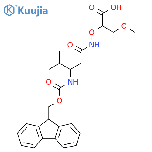 2-{3-({(9H-fluoren-9-yl)methoxycarbonyl}amino)-4-methylpentanamidooxy}-3-methoxypropanoic acid structure