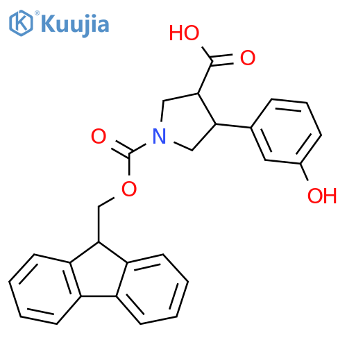 1-{(9H-fluoren-9-yl)methoxycarbonyl}-4-(3-hydroxyphenyl)pyrrolidine-3-carboxylic acid structure