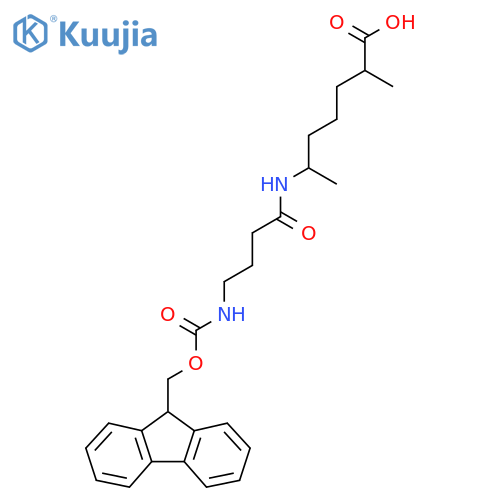 6-4-({(9H-fluoren-9-yl)methoxycarbonyl}amino)butanamido-2-methylheptanoic acid structure