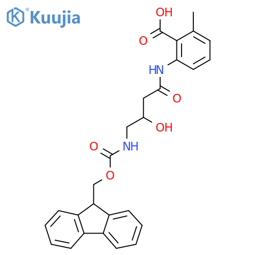 2-4-({(9H-fluoren-9-yl)methoxycarbonyl}amino)-3-hydroxybutanamido-6-methylbenzoic acid structure