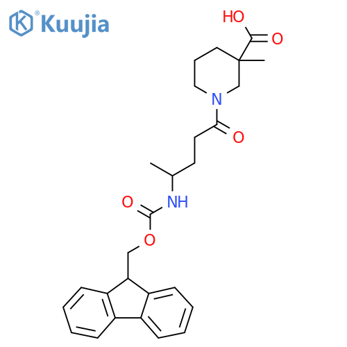 1-4-({(9H-fluoren-9-yl)methoxycarbonyl}amino)pentanoyl-3-methylpiperidine-3-carboxylic acid structure