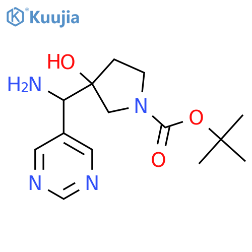 tert-butyl 3-amino(pyrimidin-5-yl)methyl-3-hydroxypyrrolidine-1-carboxylate structure