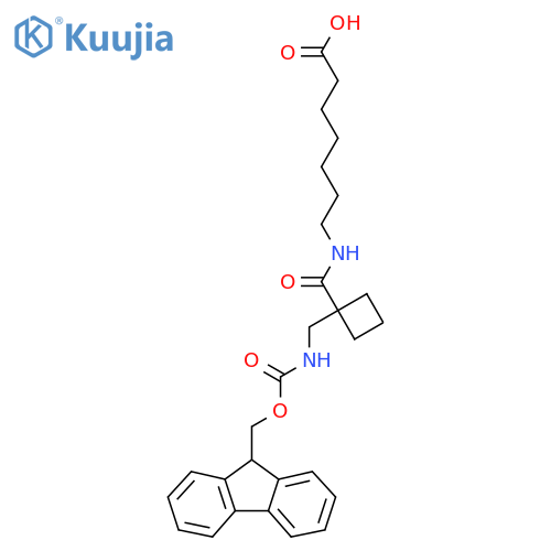 7-({1-({(9H-fluoren-9-yl)methoxycarbonyl}amino)methylcyclobutyl}formamido)heptanoic acid structure