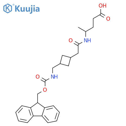 4-(2-{3-({(9H-fluoren-9-yl)methoxycarbonyl}amino)methylcyclobutyl}acetamido)pentanoic acid structure