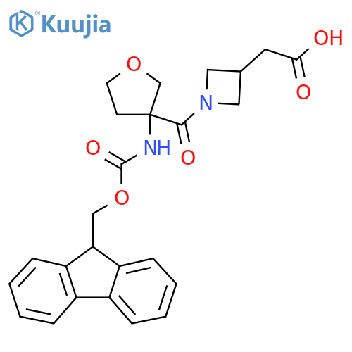 2-{1-3-({(9H-fluoren-9-yl)methoxycarbonyl}amino)oxolane-3-carbonylazetidin-3-yl}acetic acid structure