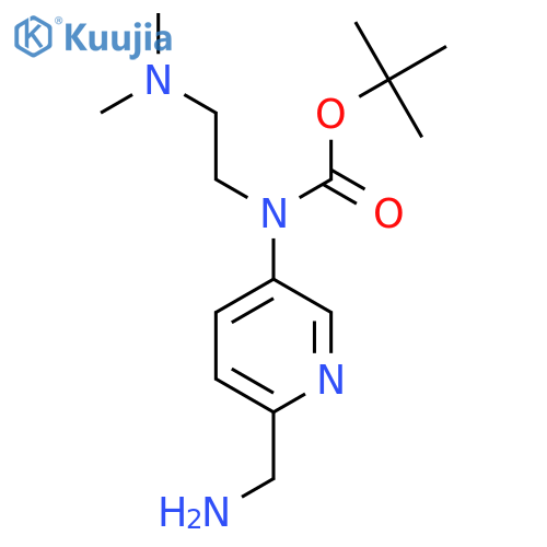 tert-butyl N-6-(aminomethyl)pyridin-3-yl-N-2-(dimethylamino)ethylcarbamate structure