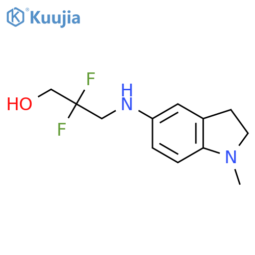 2,2-difluoro-3-(1-methyl-2,3-dihydro-1H-indol-5-yl)aminopropan-1-ol structure