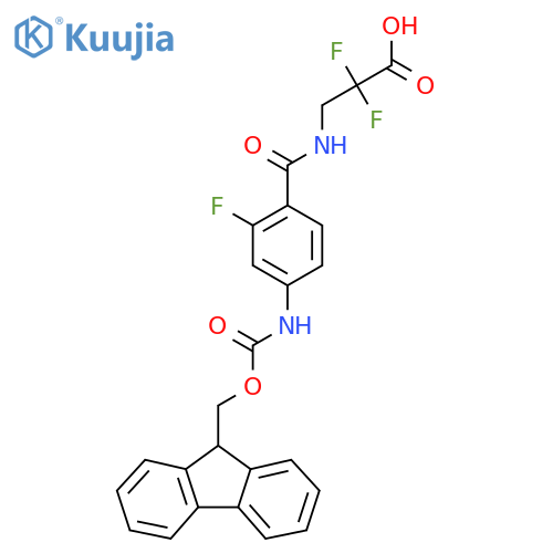 3-{4-({(9H-fluoren-9-yl)methoxycarbonyl}amino)-2-fluorophenylformamido}-2,2-difluoropropanoic acid structure