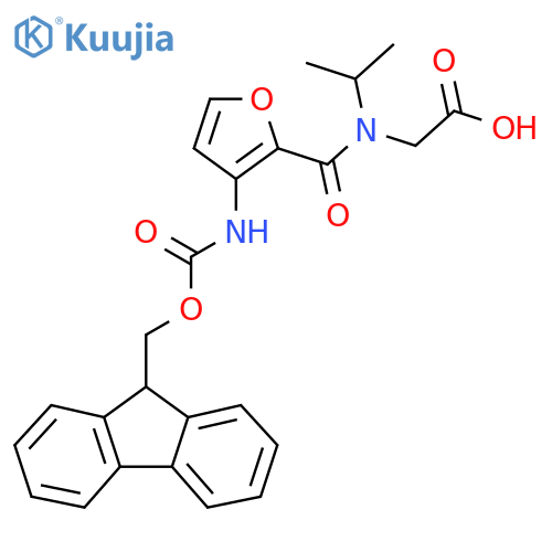 2-{1-3-({(9H-fluoren-9-yl)methoxycarbonyl}amino)furan-2-yl-N-(propan-2-yl)formamido}acetic acid structure