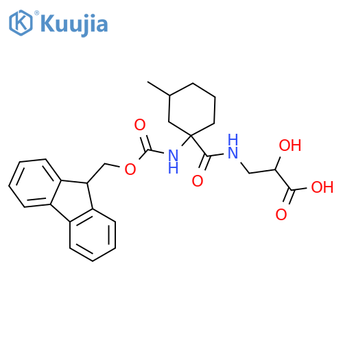 3-{1-({(9H-fluoren-9-yl)methoxycarbonyl}amino)-3-methylcyclohexylformamido}-2-hydroxypropanoic acid structure