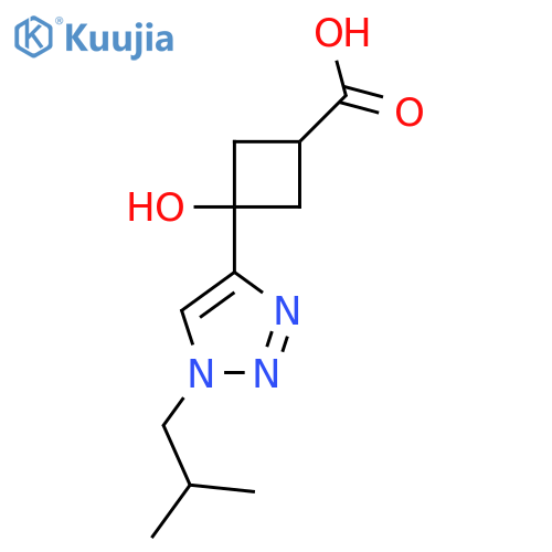 3-hydroxy-3-1-(2-methylpropyl)-1H-1,2,3-triazol-4-ylcyclobutane-1-carboxylic acid structure