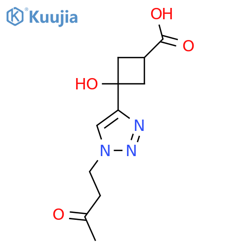 3-hydroxy-3-1-(3-oxobutyl)-1H-1,2,3-triazol-4-ylcyclobutane-1-carboxylic acid structure