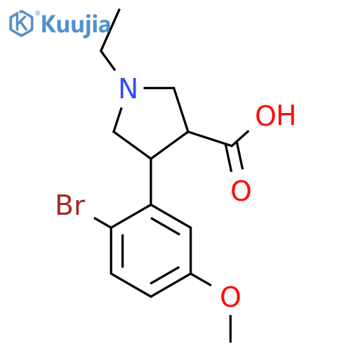 4-(2-bromo-5-methoxyphenyl)-1-ethylpyrrolidine-3-carboxylic acid structure