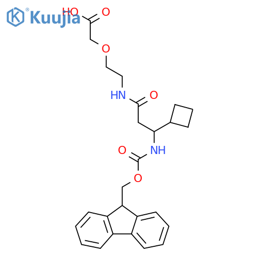 2-{2-3-cyclobutyl-3-({(9H-fluoren-9-yl)methoxycarbonyl}amino)propanamidoethoxy}acetic acid structure