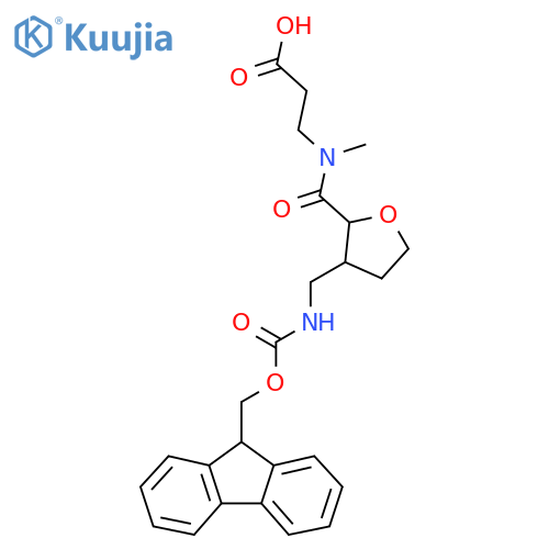 3-(1-{3-({(9H-fluoren-9-yl)methoxycarbonyl}amino)methyloxolan-2-yl}-N-methylformamido)propanoic acid structure