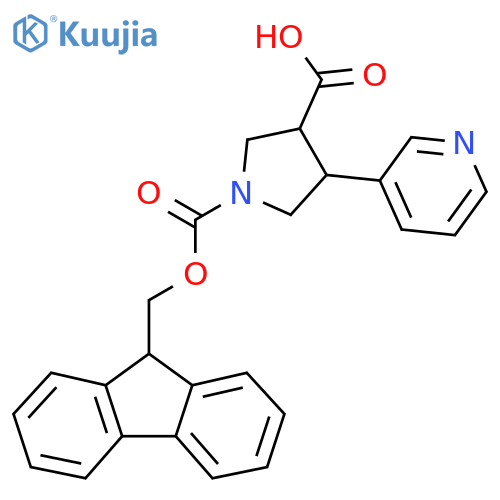 1-{(9H-fluoren-9-yl)methoxycarbonyl}-4-(pyridin-3-yl)pyrrolidine-3-carboxylic acid structure