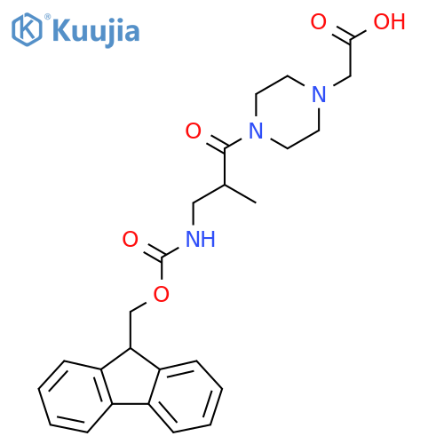 2-{4-3-({(9H-fluoren-9-yl)methoxycarbonyl}amino)-2-methylpropanoylpiperazin-1-yl}acetic acid structure