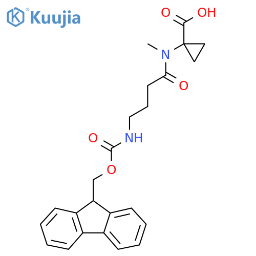 1-4-({(9H-fluoren-9-yl)methoxycarbonyl}amino)-N-methylbutanamidocyclopropane-1-carboxylic acid structure
