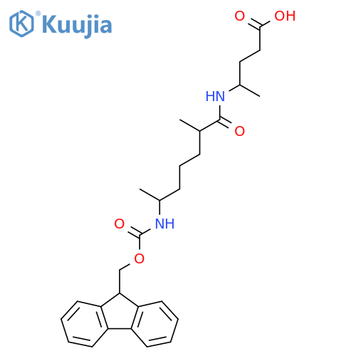 4-6-({(9H-fluoren-9-yl)methoxycarbonyl}amino)-2-methylheptanamidopentanoic acid structure