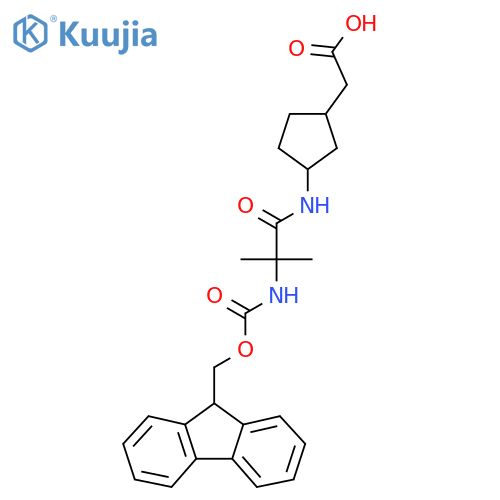 2-{3-2-({(9H-fluoren-9-yl)methoxycarbonyl}amino)-2-methylpropanamidocyclopentyl}acetic acid structure