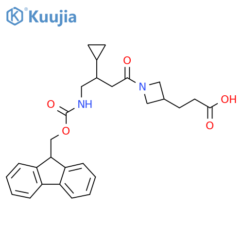 3-{1-3-cyclopropyl-4-({(9H-fluoren-9-yl)methoxycarbonyl}amino)butanoylazetidin-3-yl}propanoic acid structure