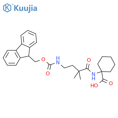 1-4-({(9H-fluoren-9-yl)methoxycarbonyl}amino)-2,2-dimethylbutanamidocyclohexane-1-carboxylic acid structure