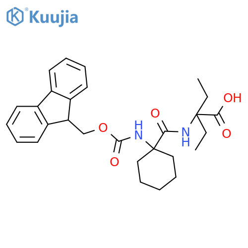 2-ethyl-2-{1-({(9H-fluoren-9-yl)methoxycarbonyl}amino)cyclohexylformamido}butanoic acid structure