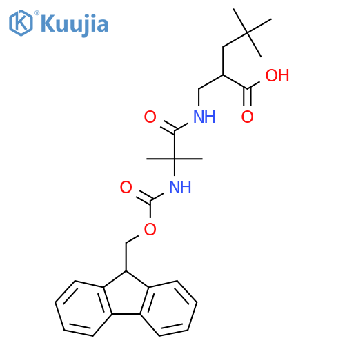 2-{2-({(9H-fluoren-9-yl)methoxycarbonyl}amino)-2-methylpropanamidomethyl}-4,4-dimethylpentanoic acid structure