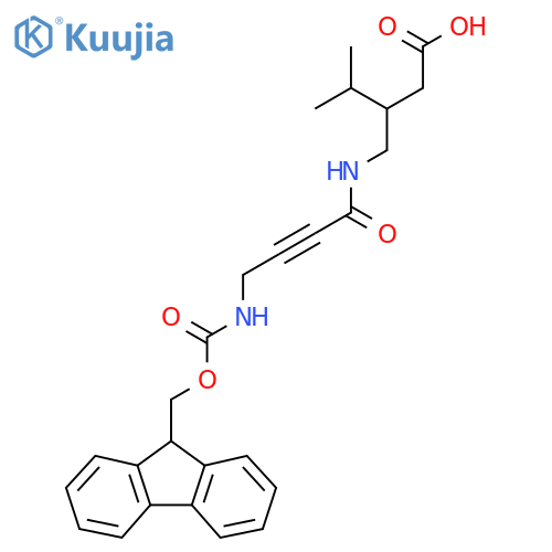 3-{4-({(9H-fluoren-9-yl)methoxycarbonyl}amino)but-2-ynamidomethyl}-4-methylpentanoic acid structure