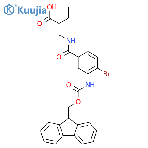 2-({4-bromo-3-({(9H-fluoren-9-yl)methoxycarbonyl}amino)phenylformamido}methyl)butanoic acid structure