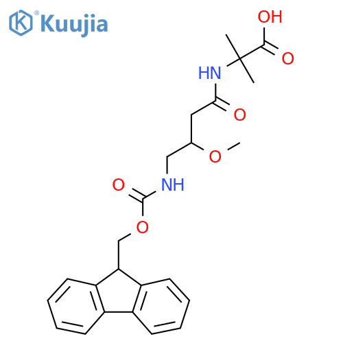 2-4-({(9H-fluoren-9-yl)methoxycarbonyl}amino)-3-methoxybutanamido-2-methylpropanoic acid structure