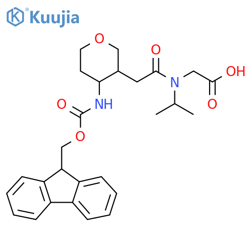 2-{2-4-({(9H-fluoren-9-yl)methoxycarbonyl}amino)oxan-3-yl-N-(propan-2-yl)acetamido}acetic acid structure