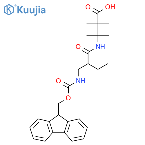 3-{2-({(9H-fluoren-9-yl)methoxycarbonyl}amino)methylbutanamido}-2,2,3-trimethylbutanoic acid structure